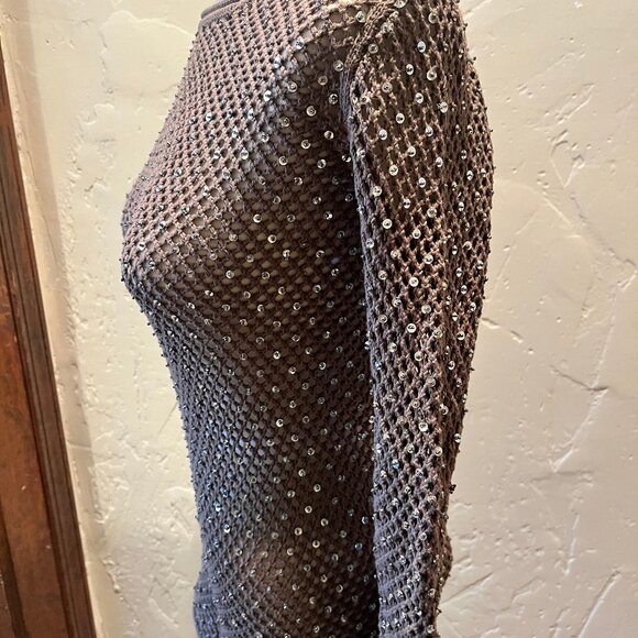 Michael by Michael Kors Brown 100% Cotton Sequin Sweater Size S - Picture 2 of 16